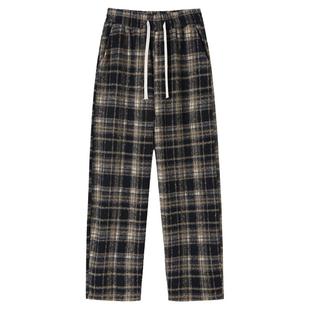 From Mars 格子不一 日系格子松紧抽绳宽松休闲裤子秋冬长裤情侣