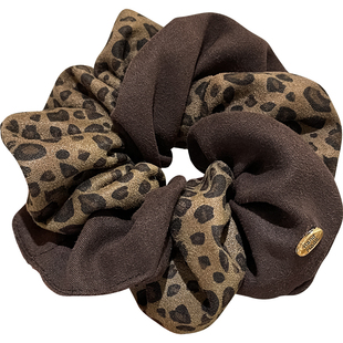 韩国高端豹纹拼接大肠发圈布艺高级感发绳新款丸子头马尾头绳发饰