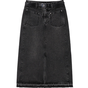 太平鸟女装秋冬宽松都市牛仔A字裙宽松长裙A1HFE4179