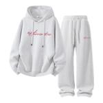 回力春季套装男灰色卫衣运动裤两件套男生连帽外套青年春秋款穿搭