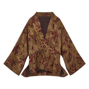 【壹叁慧系列】桑蚕丝提花短外套百搭夏季新款V领系带清冷感上衣