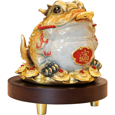 黄铜打造八方来财金蟾装饰摆件