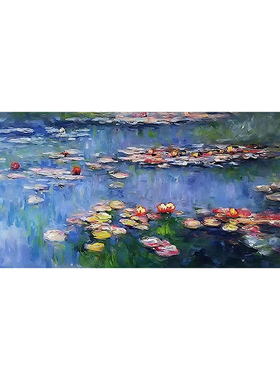 白鹿艺术纯手绘油画莫奈睡莲挂画