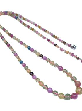 天然碧玺圆珠项链女款水晶