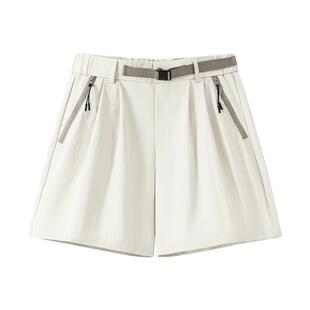 班尼路速干工装短裤女2026夏季新款高腰休闲宽松阔腿运动五分裤N