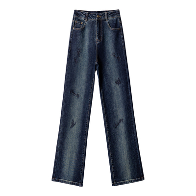 蓝色牛仔裤女春夏高腰显瘦裤子