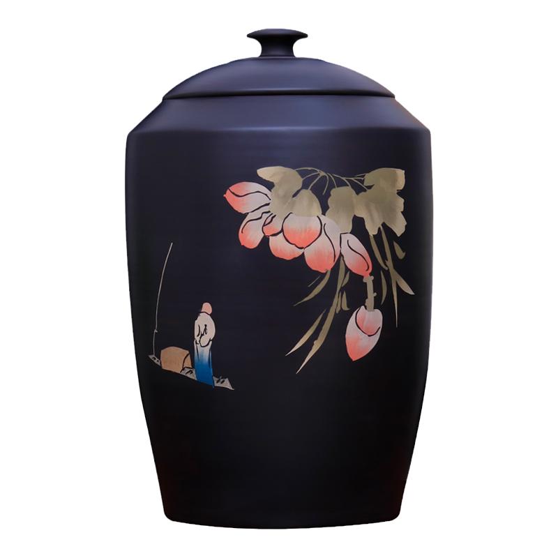 建水紫陶纯手工大茶叶罐21饼缸