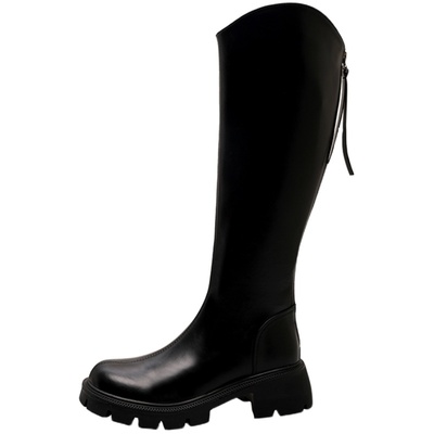 筱侣英伦骑士靴厚底V口长筒靴