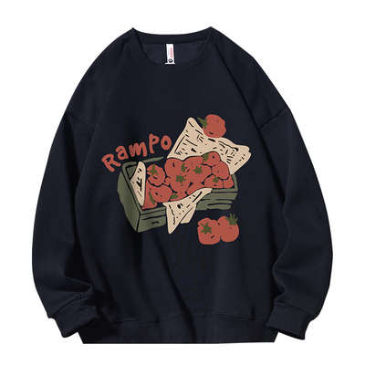 美式复古番茄印花长袖上衣