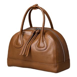 凯撒植鞣牛皮秋冬包包女士单肩斜挎包女款贝壳包保龄球包真皮女包