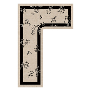 厨房专用L型地垫整块吸水防油脚垫防滑耐脏可擦中古风高级感地毯