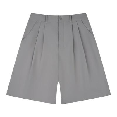 压褶裂口剪裁廓形五分裤