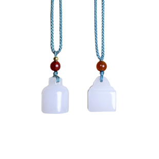 天然新疆白玉姓名印章吊坠个性定制金丝玉东陵玉石印章挂件刻字