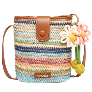 奥康手机包2026新款包包女士编织小斜包高级感单肩包大容量斜挎包