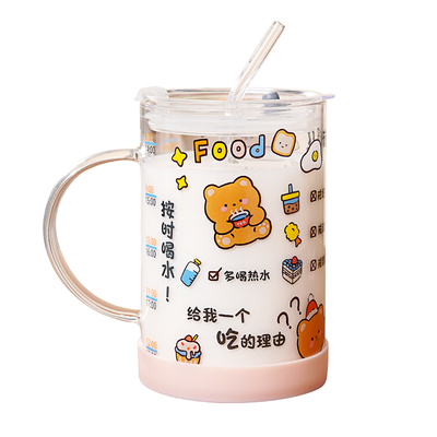 1000ml玻璃杯耐高温粗吸管奶茶杯