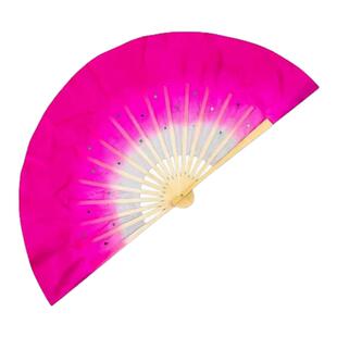 扇子舞蹈扇春花绽真丝秧歌扇子古典舞跳舞专用玫红七级俏兰花扇子