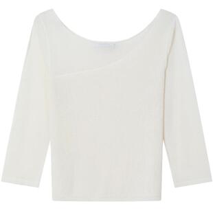 CALVINLUO 25秋季新品圆领微透七分袖毛针织衫女百搭打底衫上衣