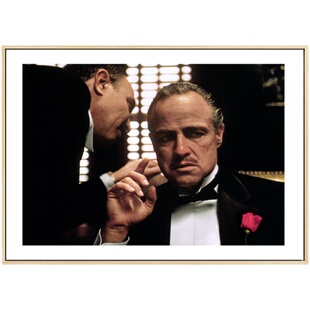 教父挂画马龙白兰度壁画咖啡厅酒吧经典电影海报装饰画客厅背景墙