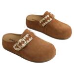 星期六牛皮勃肯鞋女2025新款秋季厚底增高一脚蹬博肯包头拖鞋外穿