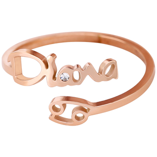 彩金戒指星座开口食指男女12十二星座钛钢镀玫瑰金戒子指环尾戒潮