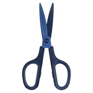 日本PLUS普乐士镀钛不粘胶剪刀防锈弧线刀刃尖保护套剪子办公学生手账美工小号剪刀家用手工套装安全便携日式