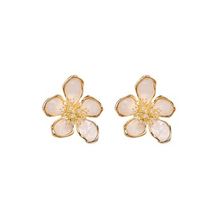 轻奢设计感个性气质五瓣花耳钉女高级感网红银针花朵耳环夸张耳饰