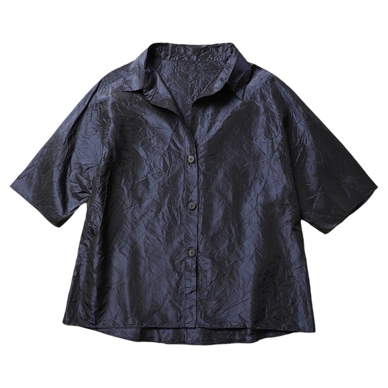 TANG TOWN Sik Taffeta14姆米色织真丝 特殊工艺乱皱法式西装衬衫