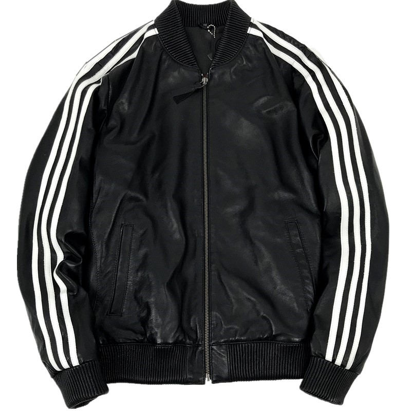 桑尼开仓抛售！全皮螺纹头层绵羊皮三条杠无破版真皮皮衣男女同款