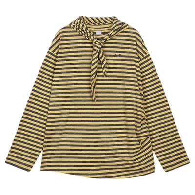 MOUSSY 2026早春新品复古慵懒风条纹撞色长袖T恤女028IAA80-1018