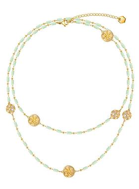 HEYU ISLAND黑鱼岛新款日月同辉圆牌太阳薄荷曼波叠戴长项链女