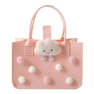 2023新款卡通毛毡包大容量礼品手提购物袋妈咪包网红伴手礼托特包