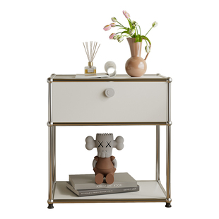 中古风模块柜卧室家用不锈钢床头柜子ins沙发边柜客厅斗柜收纳柜