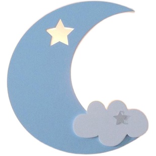 儿童房壁灯女孩男孩充电床头灯卧室免接线月亮星星装饰背景墙夜灯