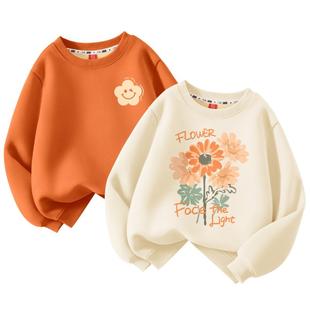 棉致女童加绒卫衣秋冬2026新款一体绒加厚女大童衣服冬季儿童上衣