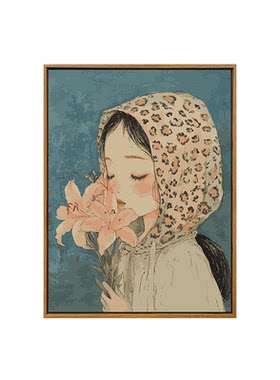 百合女孩diy数字油画装饰画