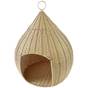 仿藤编织猫窝夏季四季通用藤编半封闭式狗窝猫咪编织筐宠物用品