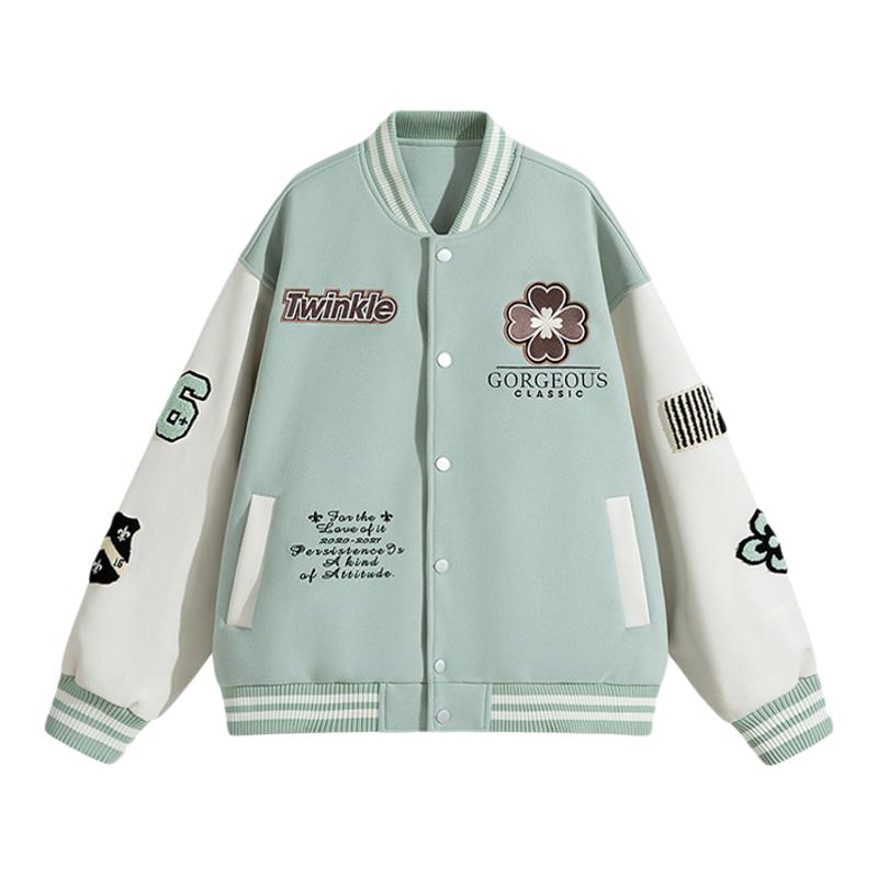 DESIGNSECRETS  25FW菱形绣花美式运动棒球服外套男女情侣夹克潮