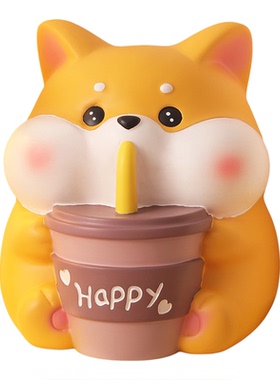 创意饮料快乐小狗搪胶存钱罐摆件