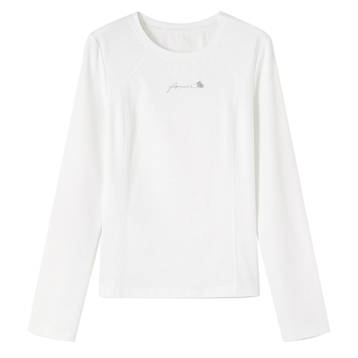 亦白休闲百搭圆领长袖T恤女