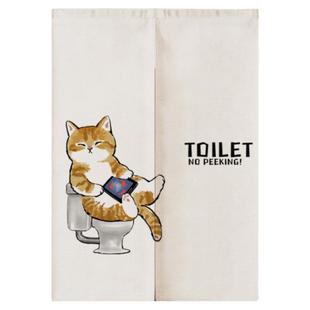 日式卡通猫咪卫生间厕所卧室厨房入户玄关布艺家用门帘隔断帘布帘