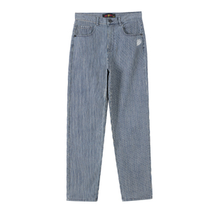 ONIARAI/鬼洗26春季新品鬼洗复古条纹牛仔高腰直筒牛仔裤 25B5303