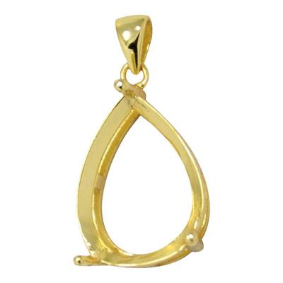 男女款S925纯银水滴镶嵌吊坠空托