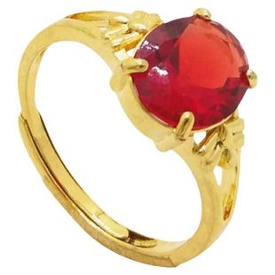 爆款越南沙金红宝石戒指女镀24k金戒指环开口可调节饰品礼物