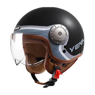 野马复古头盔男女电动摩托车3C认证四季通用哈雷机车半盔安全盔