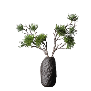 中式仿真松枝迎客松枝绿植植物盆景客厅茶室禅意办公室桌面装饰品