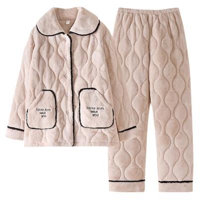 睡衣女士珊瑚绒夹棉家居服