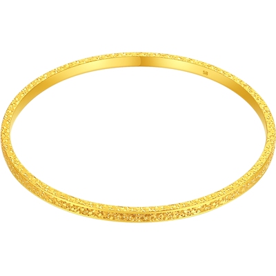 潮宏基高光金爆闪碎碎冰足金手镯黄金镯子实心CNC生日礼物 计价 H