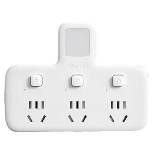 公牛插座转换器小夜灯一拖三排插一转多开关多功能电源插排不带线