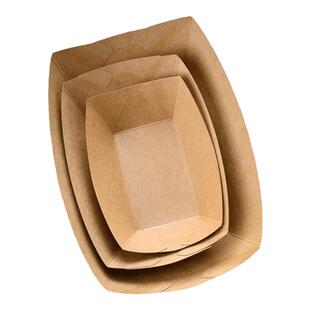 商吉牛皮纸船盒敞口打包盒一次性生煎包盒薯条外卖炸鸡小吃餐盘子