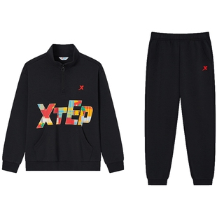 特步童装儿童运动套装2026年春季新款中大童套装男童立领针织套装